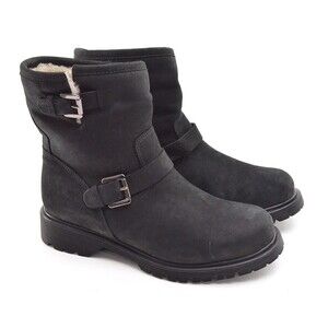 La Canadienne Hayes Black Shearling Moto Boot 7.5 M New